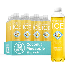 Sparkling Ice Coconut Pineapple bottle front with tropical flavor and zero sugar