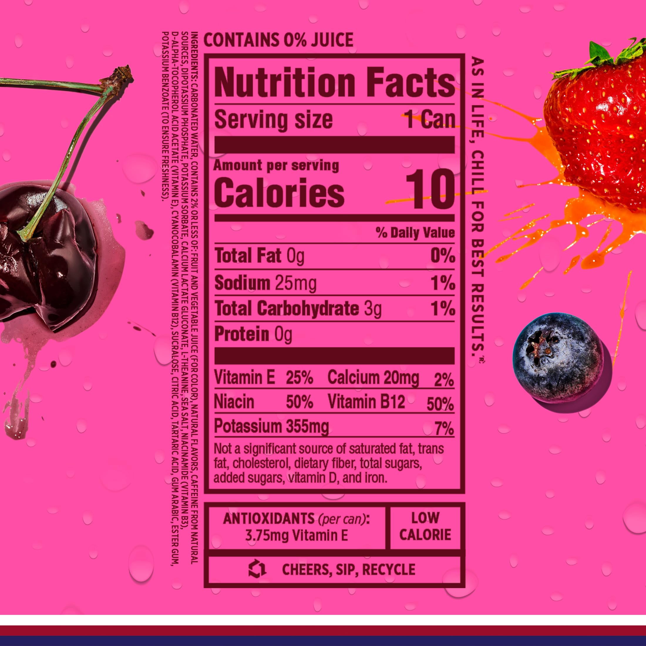 Chilled Sparkling Ice Energy Berry Blast can in a cooler for on-the-go refreshment