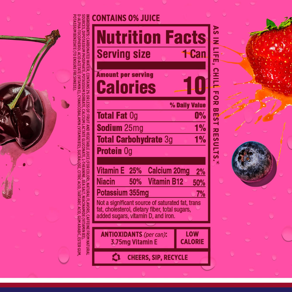 Chilled Sparkling Ice Energy Berry Blast can in a cooler for on-the-go refreshment
