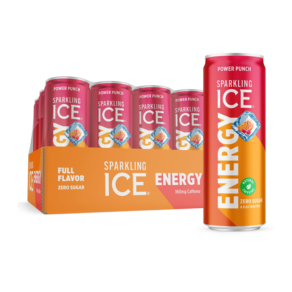 Sparkling Ice Energy Power Punch can pour with fruity fizz for on the go energy
