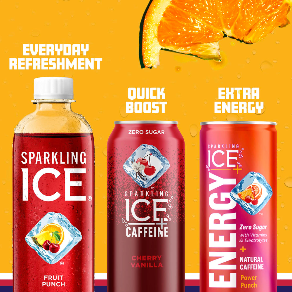 Sparkling Ice Fruit Punch carbonation bubbles highlight a bright thirst-quenching experience