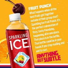 Sparkling Ice Fruit Punch glass serves fizzy aroma with citrus pineapple cherry flavor