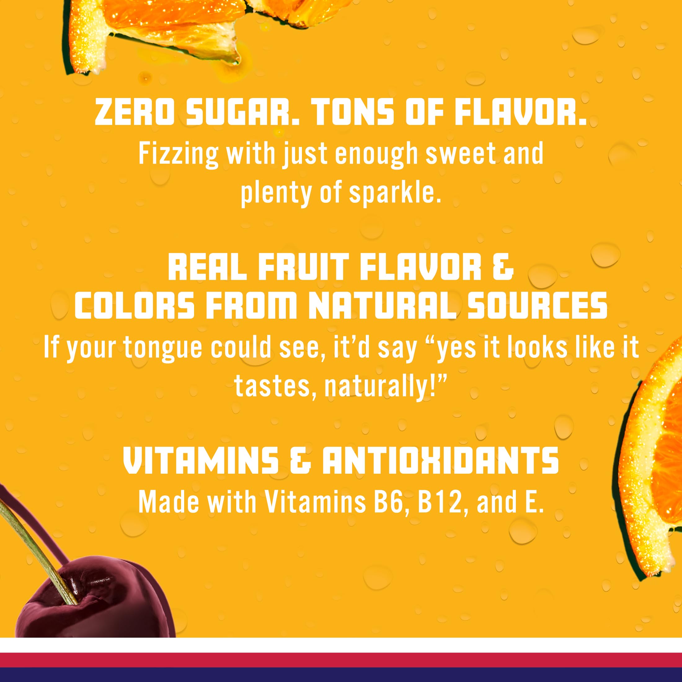 Sparkling Ice Fruit Punch vitamins illustration emphasizes B6, B12, and E