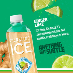 Pouring Sparkling Ice Ginger Lime into a glass for a low-calorie refreshment.