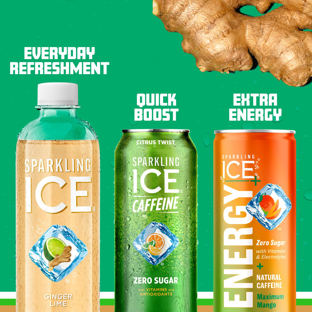 Fizzy splash of Sparkling Ice Ginger Lime for a refreshing moment.