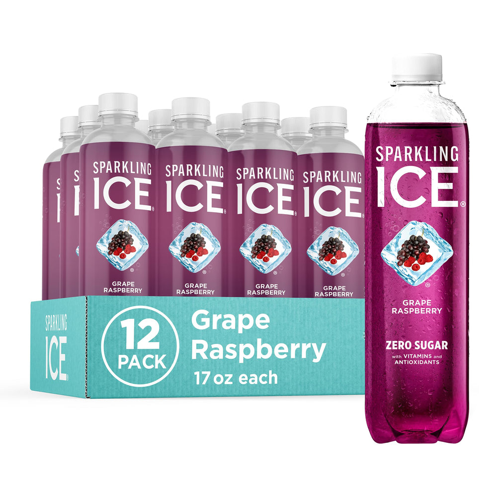 Sparkling Ice Grape Raspberry bottle with zero sugar and five calories