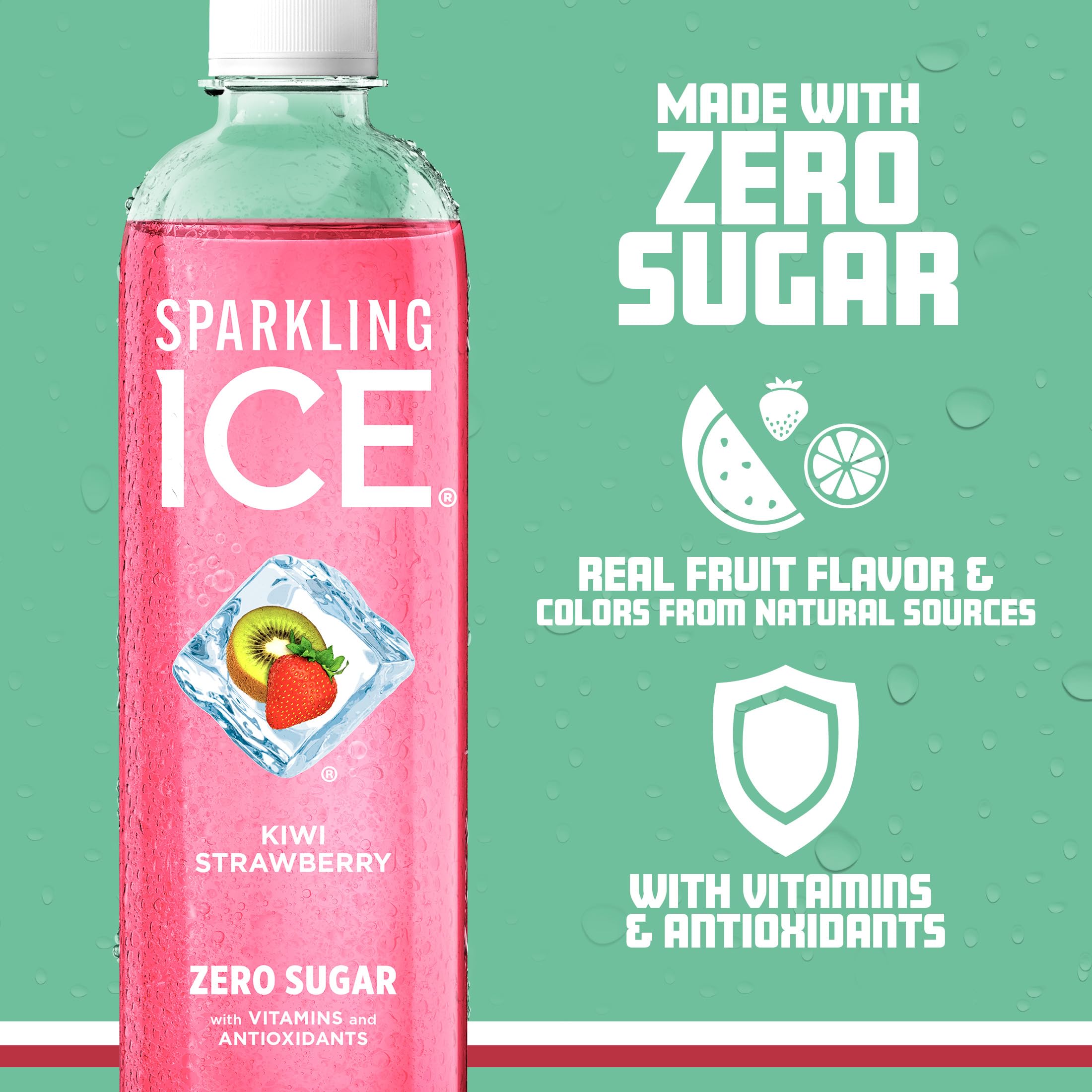 Sparkling Ice Kiwi Strawberry in a clear glass highlighting vibrant fizz
