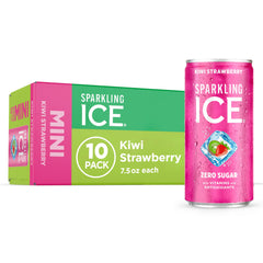 Sparkling Ice Kiwi Strawberry pack of ten mini cans for on-the-go refreshment.