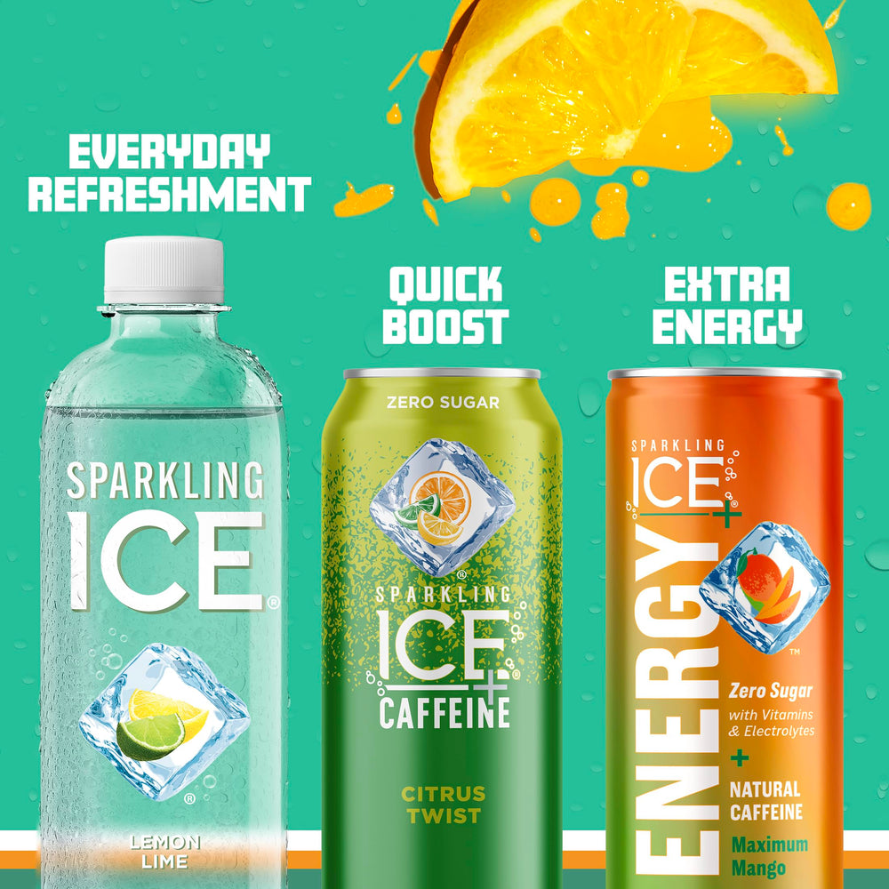 Sparkling Ice Lemon Lime bottle beside glass showing vibrant natural color.