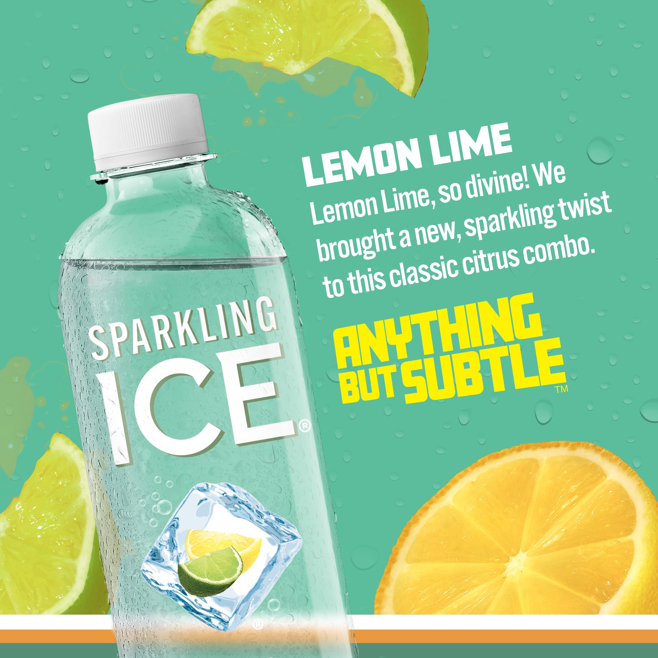 Sparkling Ice Lemon Lime 12-pack display for convenient hydration.