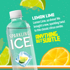 Sparkling Ice Lemon Lime 12-pack display for convenient hydration.