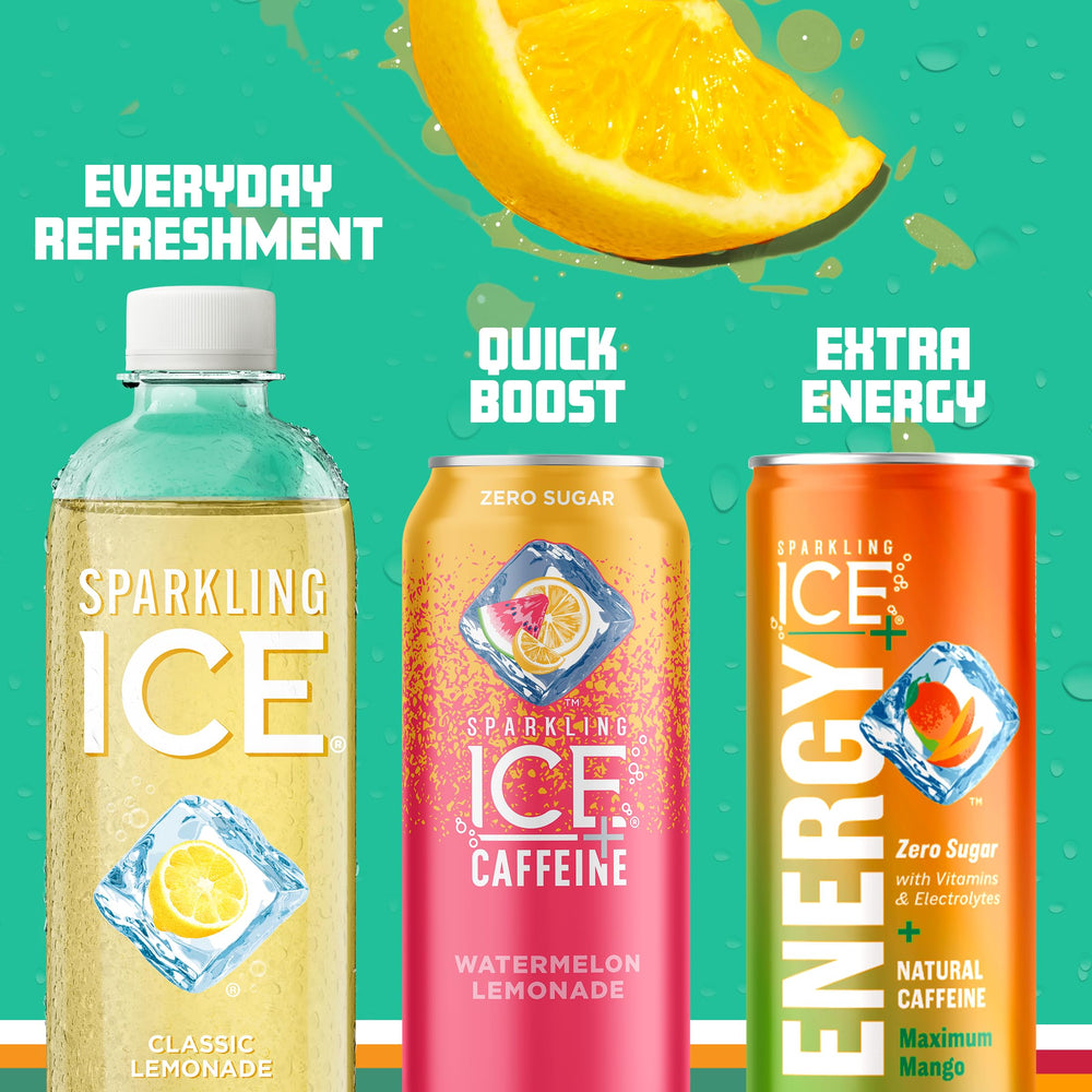 Sparkling Ice Lemonade 17 oz bottle on kitchen counter