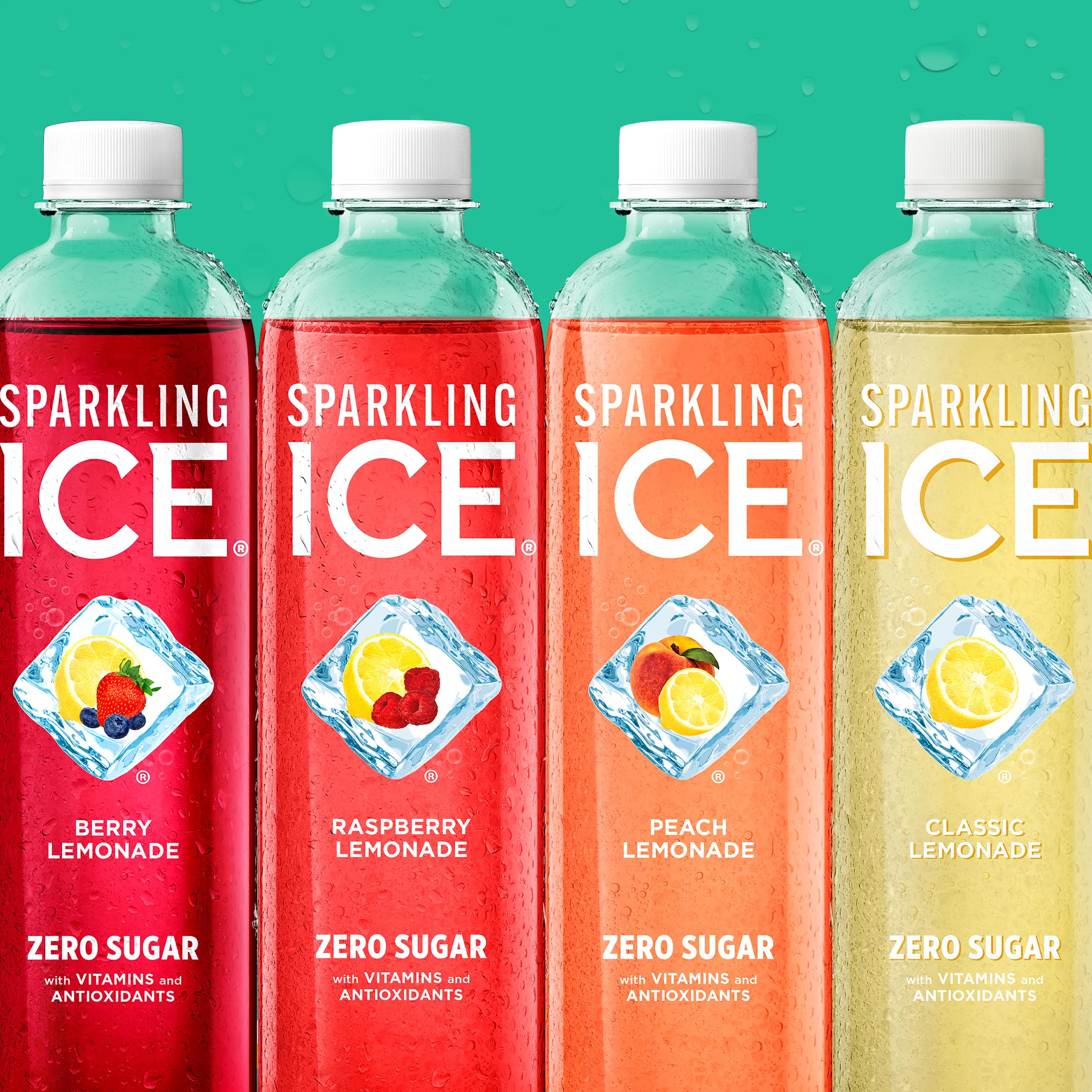 Sparkling Ice Lemonade label close-up showing vitamin icons
