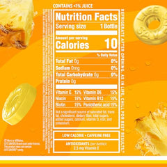 Sparkling Ice Lifesavers Pineapple label closeup highlights vitamins and antioxidants.