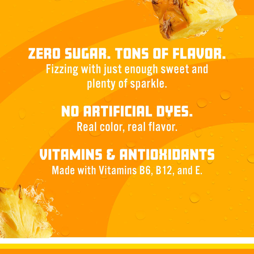 Sparkling Ice Lifesavers Pineapple pack shot emphasizes value pack of twelve bottles.