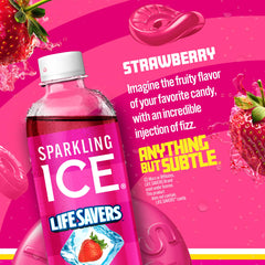 Sparkling Ice Lifesavers Strawberry glass captures aroma and color for flavorful, guilt-free hydration.