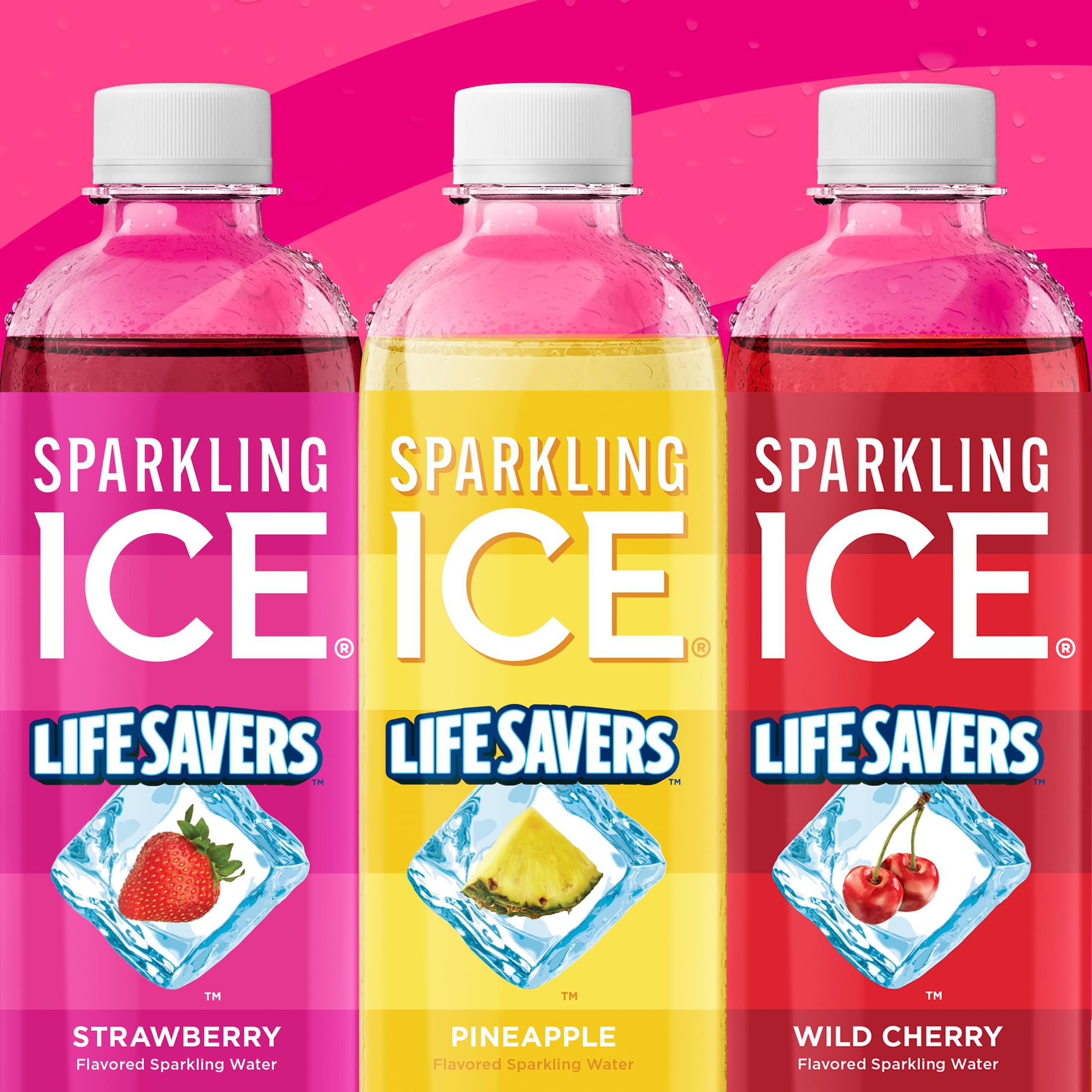 Sparkling Ice Lifesavers Strawberry nutrition panel emphasizes B vitamins and antioxidants.