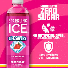 Sparkling Ice Lifesavers Strawberry pack-12 shows convenient daily refreshment at home or on-the-go.