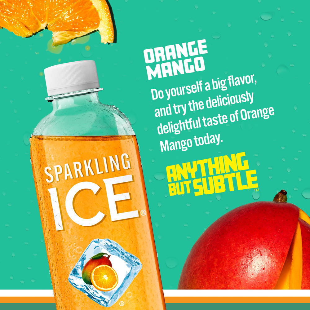 Sparkling Ice Orange Mango glass poured captures bubbly fruit aroma.