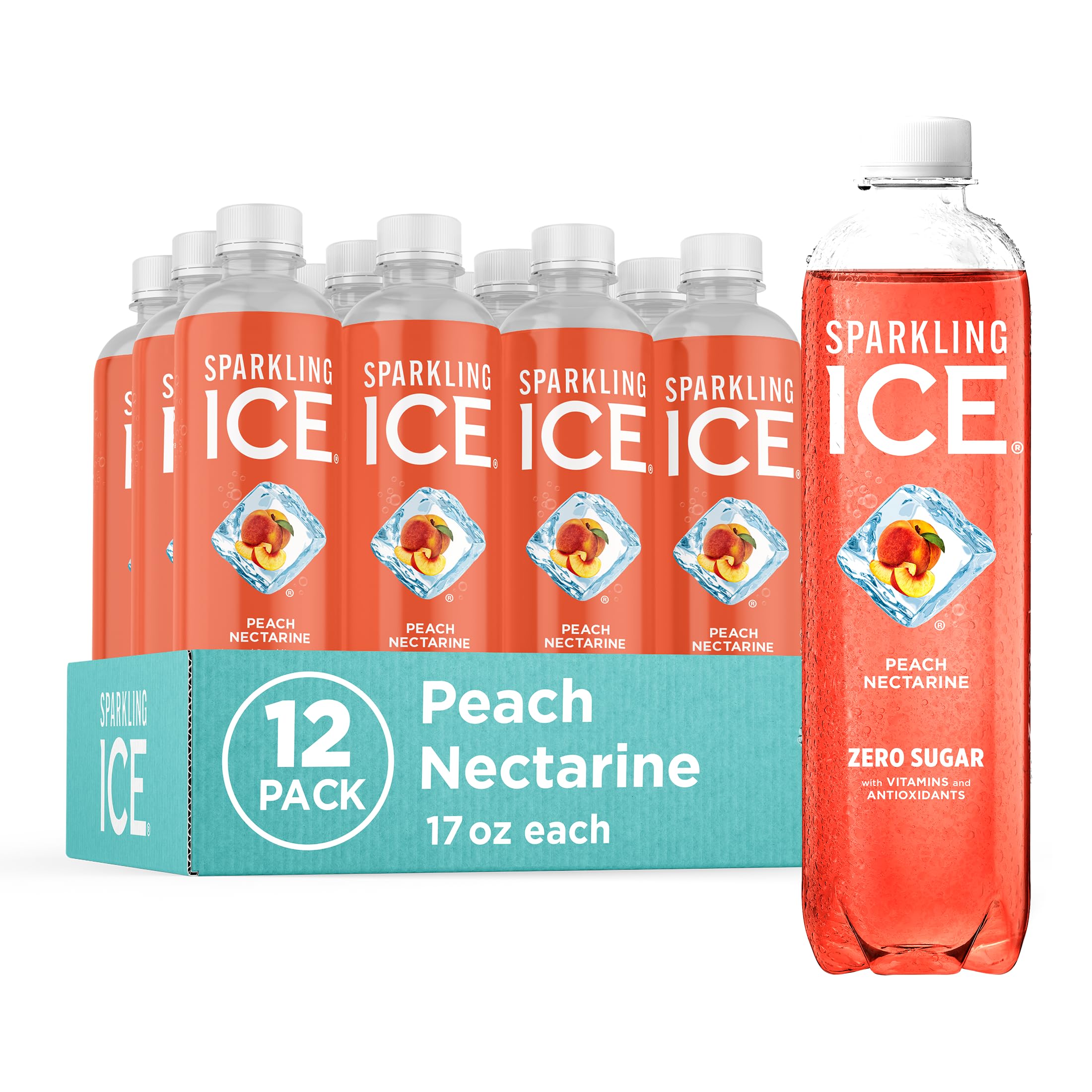 Sparkling Ice Peach Nectarine bottle with vibrant bubbles and zero sugar