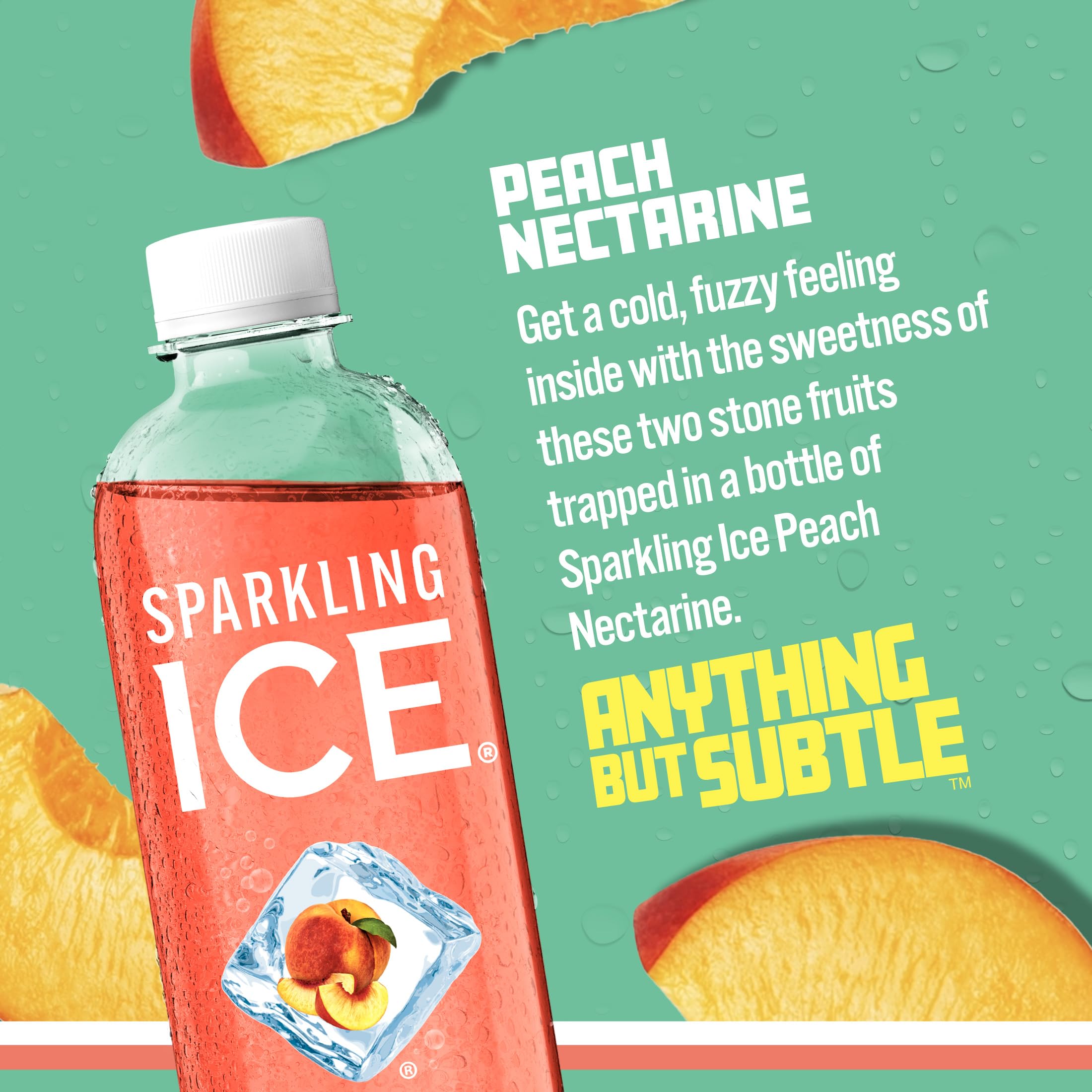 Sparkling Ice Peach Nectarine nutrition label notes vitamins and natural colors