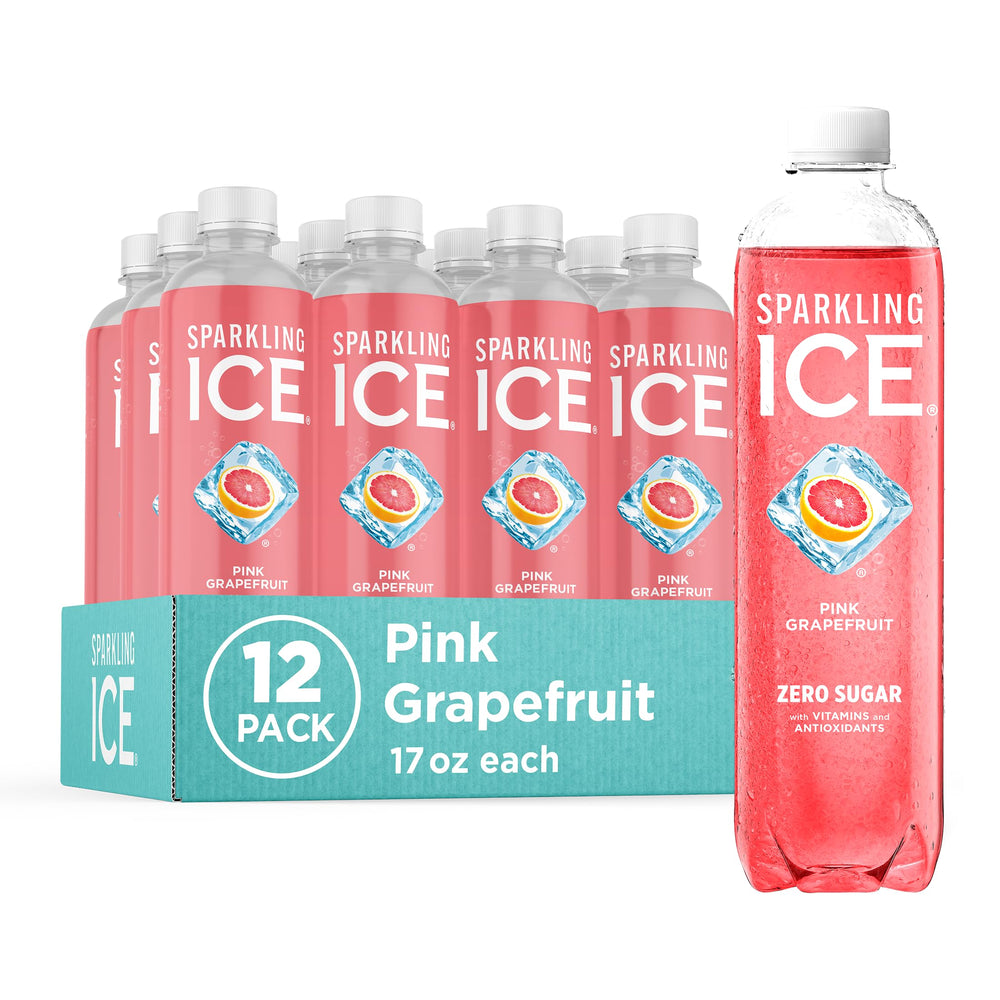 Sparkling Ice Pink Grapefruit bottle front view showing zero sugar and vibrant flavor