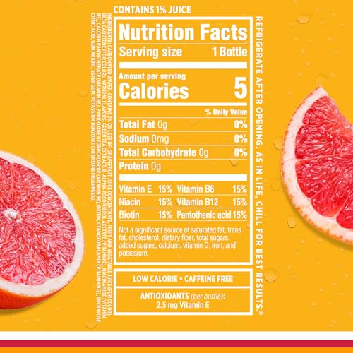 Sparkling Ice Pink Grapefruit bottle label close-up emphasizing natural color sources