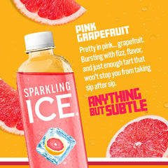Sparkling Ice Pink Grapefruit served in a glass over ice for refreshment