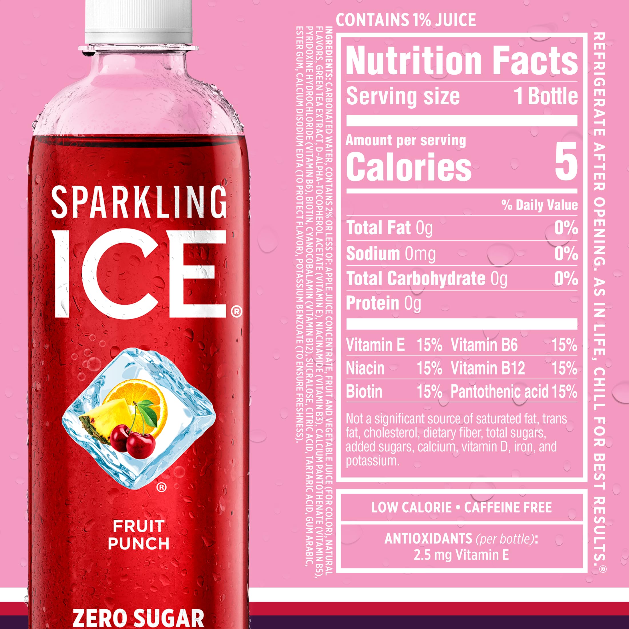 Sparkling Ice Purple Pack recyclable bottle supports sustainability.