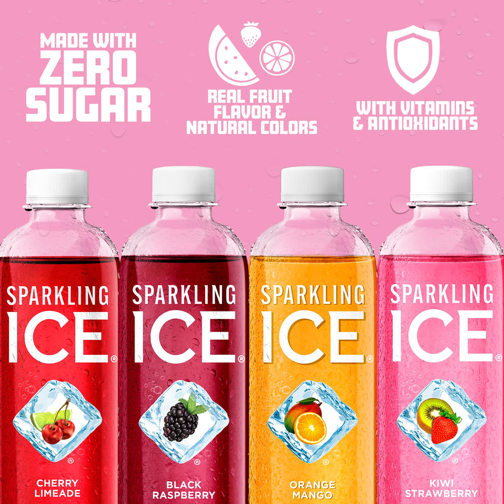 Sparkling Ice Purple Pack variety display for hydration on the go.