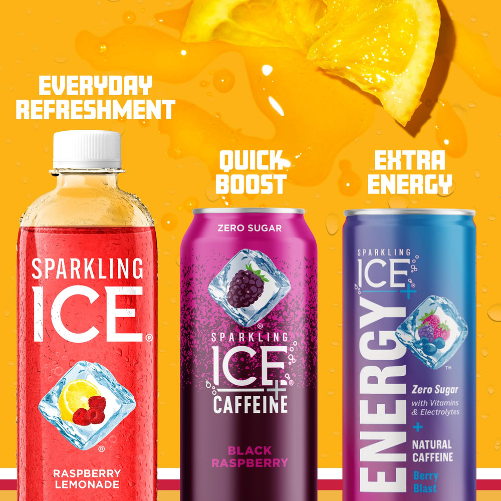 Sparkling Ice Raspberry Lemonade close-up bubbles, raspberry-lemon aroma in focus