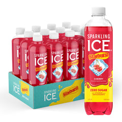 Sparkling Ice STARBURST Cherry bottle showing bold zero sugar flavor and low calories