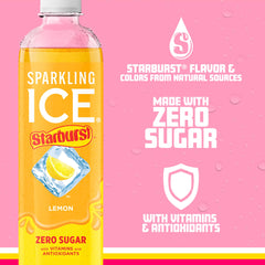 Sparkling Ice STARBURST Lemon label emphasizing natural colors and zest.