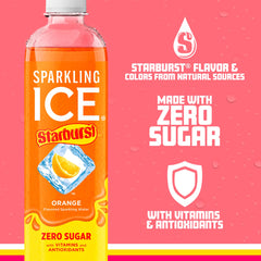 Sparkling Ice STARBURST Orange label close-up, natural color from sources