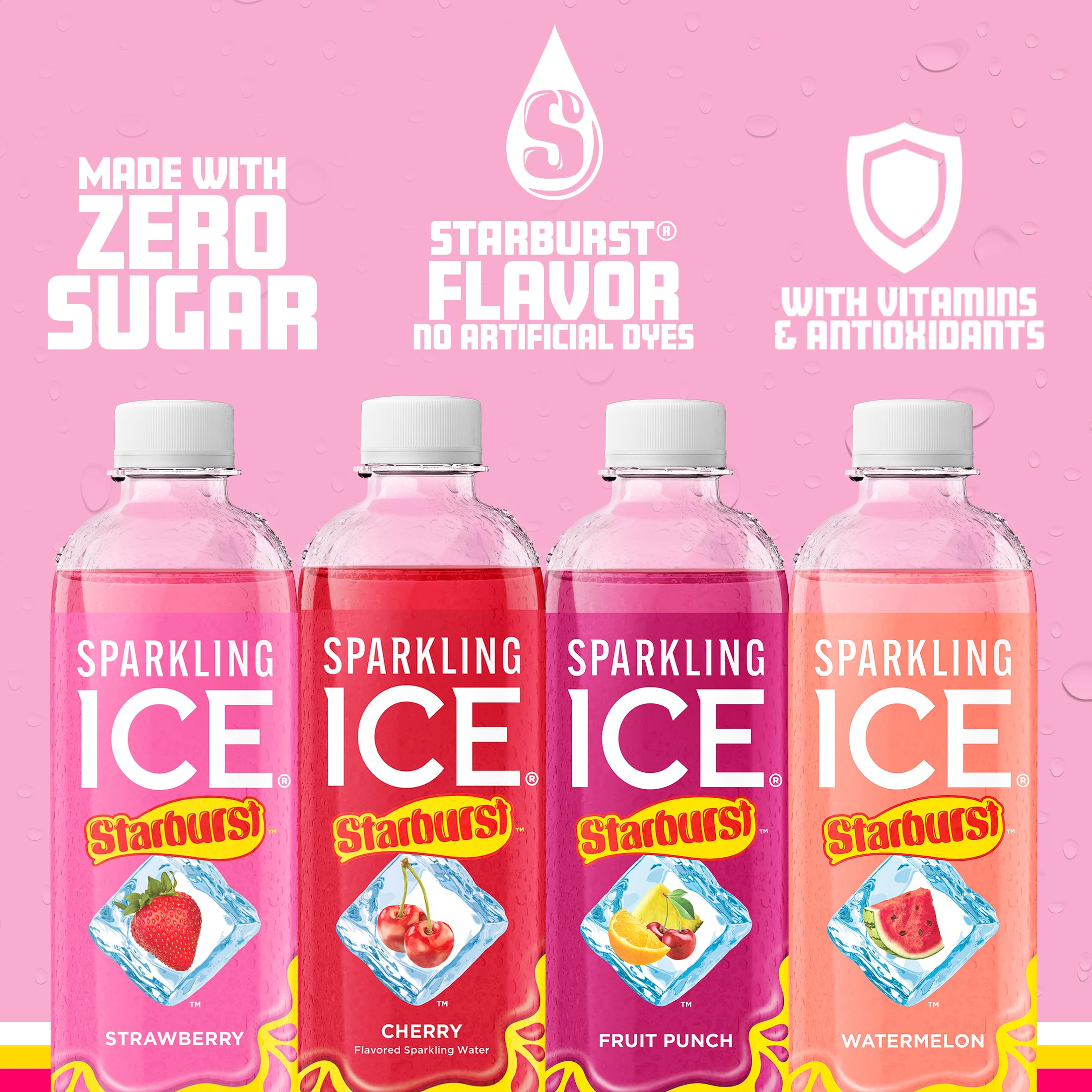 Sparkling Ice STARBURST watermelon bottle for a vibrant, sugar-free refreshment.