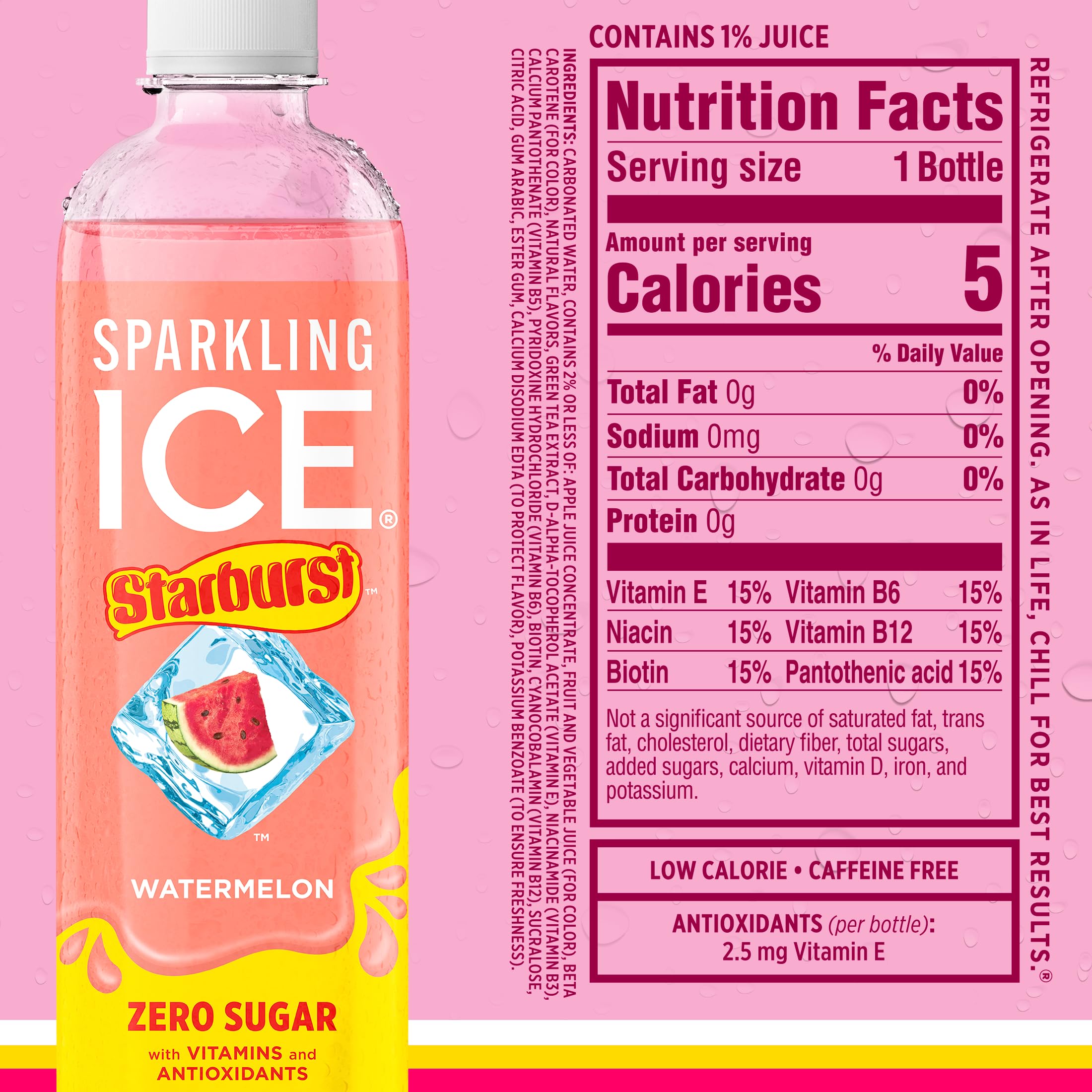 Sparkling Ice STARBURST 17 fl oz bottle ideal for on-the-go hydration.