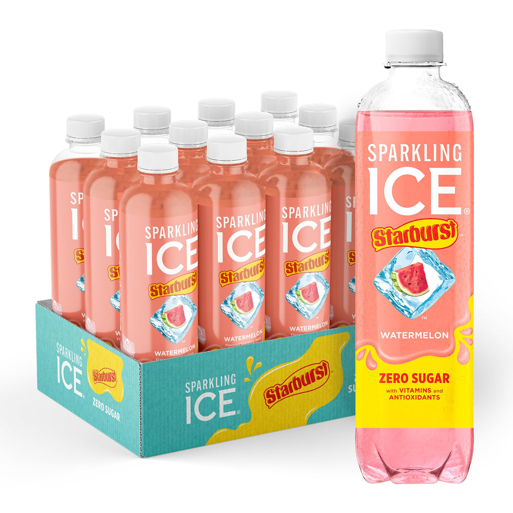 Sparkling Ice STARBURST Watermelon bottle front, refreshing zero sugar option