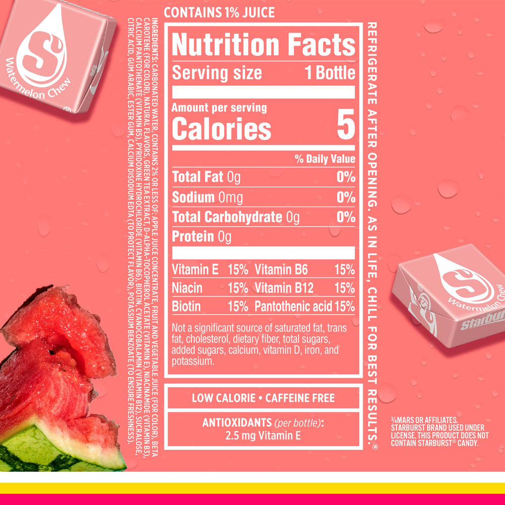 Sparkling Ice STARBURST Watermelon bottle being poured, ideal for on-the-go hydration