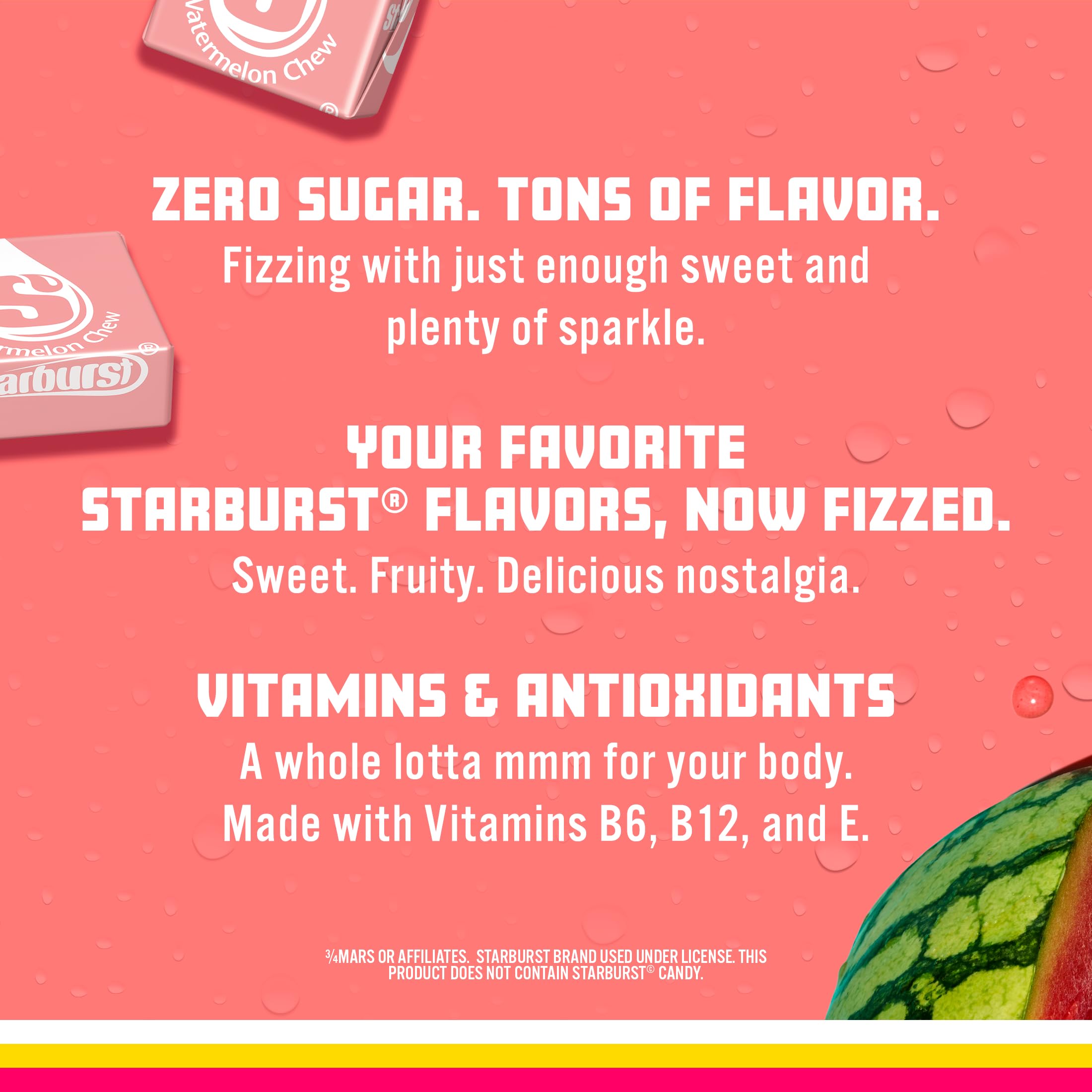Sparkling Ice STARBURST Watermelon label close-up, natural color sources highlighted