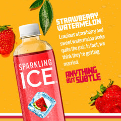 Sparkling Ice Strawberry Watermelon pack front, convenient twelve-bottle multipack.