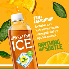 Sparkling Ice Tea Lemonade bottle pour reveals bold flavors with zero sugar.