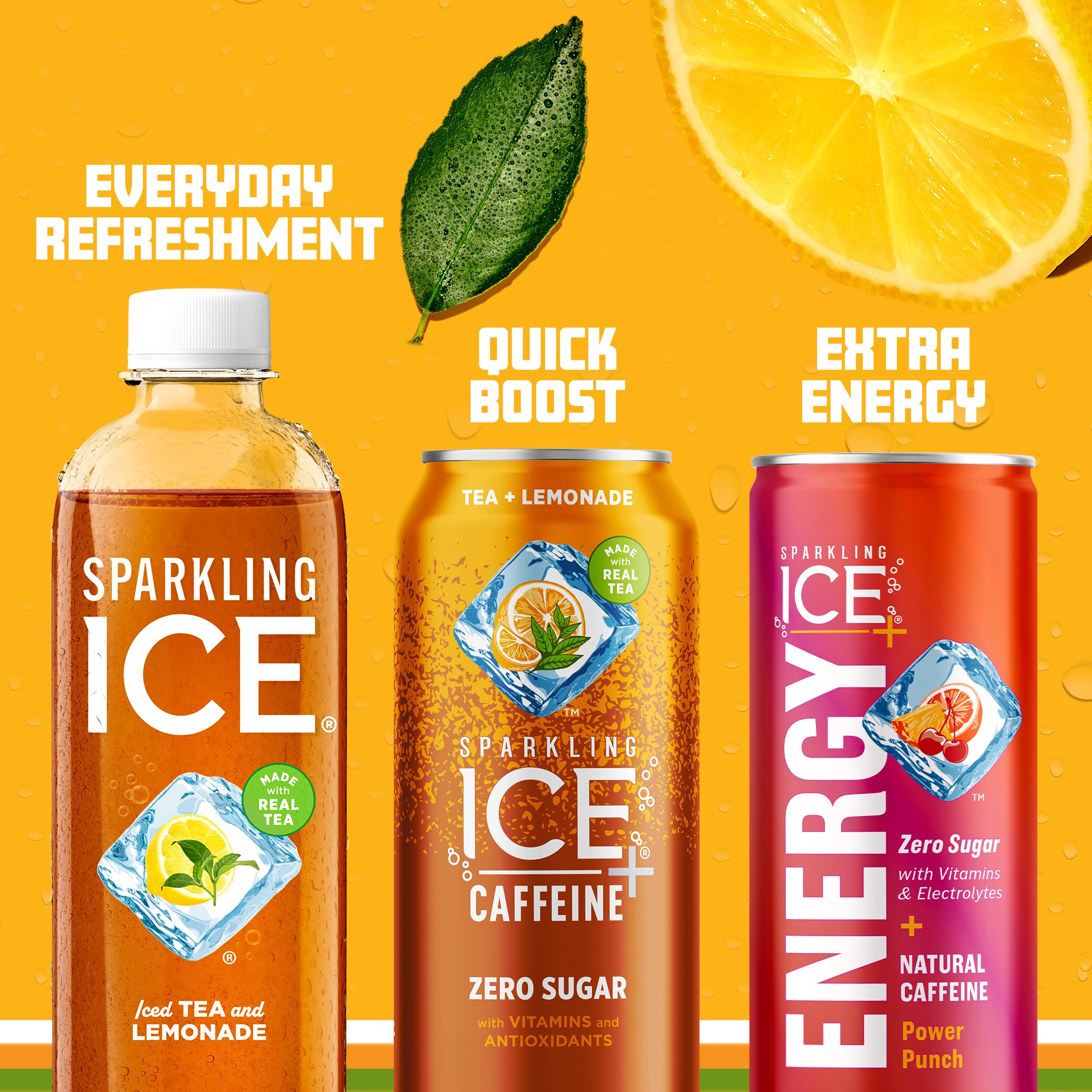 Sparkling Ice Tea Lemonade outdoor setup suggests summer hydration options.