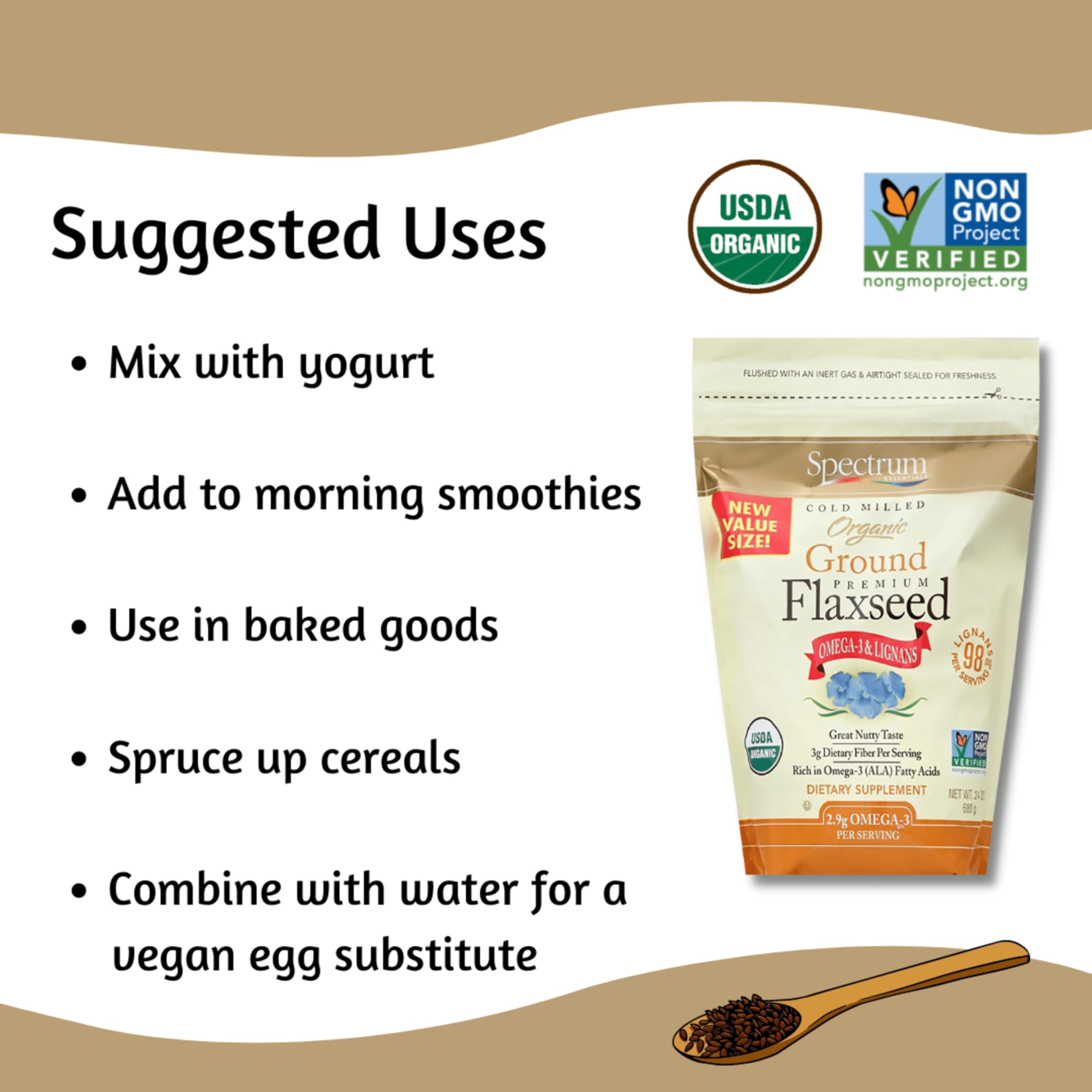 Spectrum Essentials flaxseed used in baking improves texture and nutrition