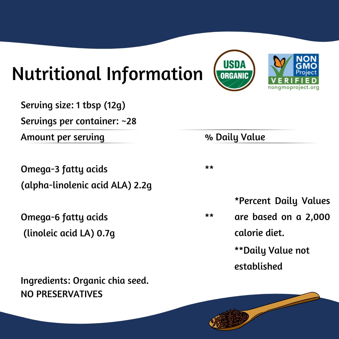 Spectrum Essentials Organic chia seeds with Non-GMO badge for verified quality.