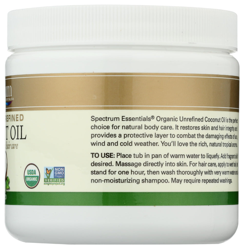 Spectrum Essentials coconut oil warm-water use for liquefied application.