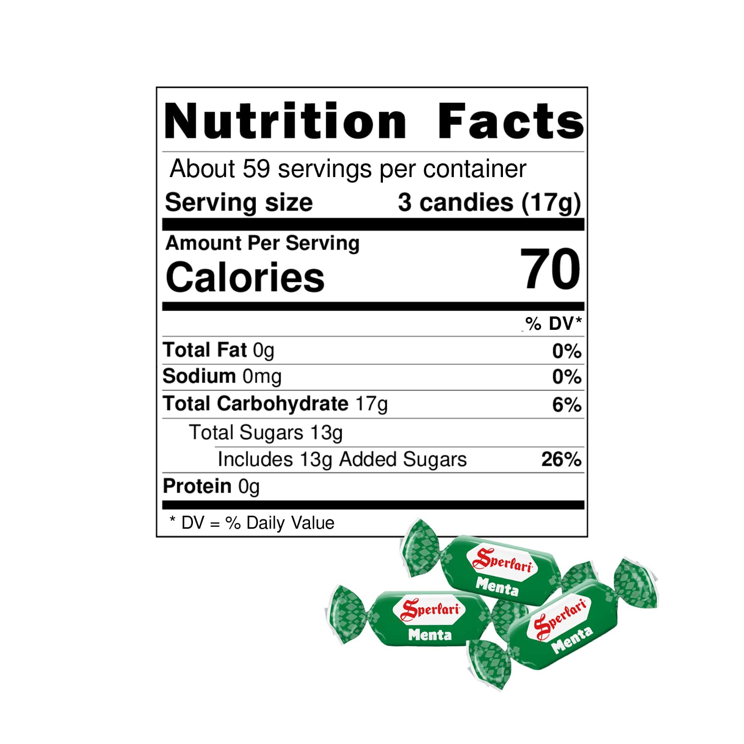Sperlari Menta mint hard candy individually wrapped for easy on-the-go snacking.