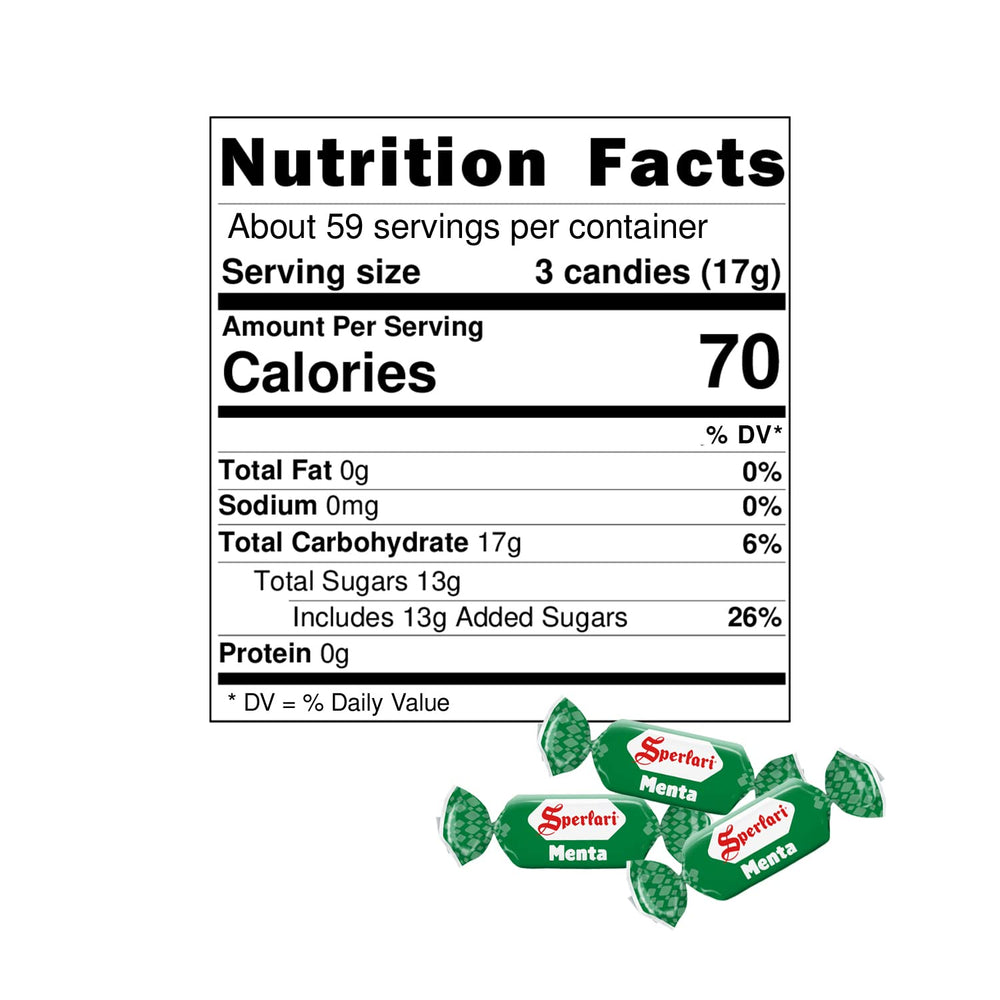 Sperlari Menta mint hard candy individually wrapped for easy on-the-go snacking.