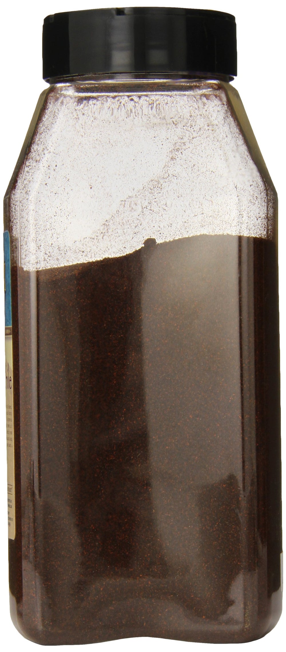 Spice Appeal Pasilla Chile Ground jar closeup highlights rich aroma and medium heat.