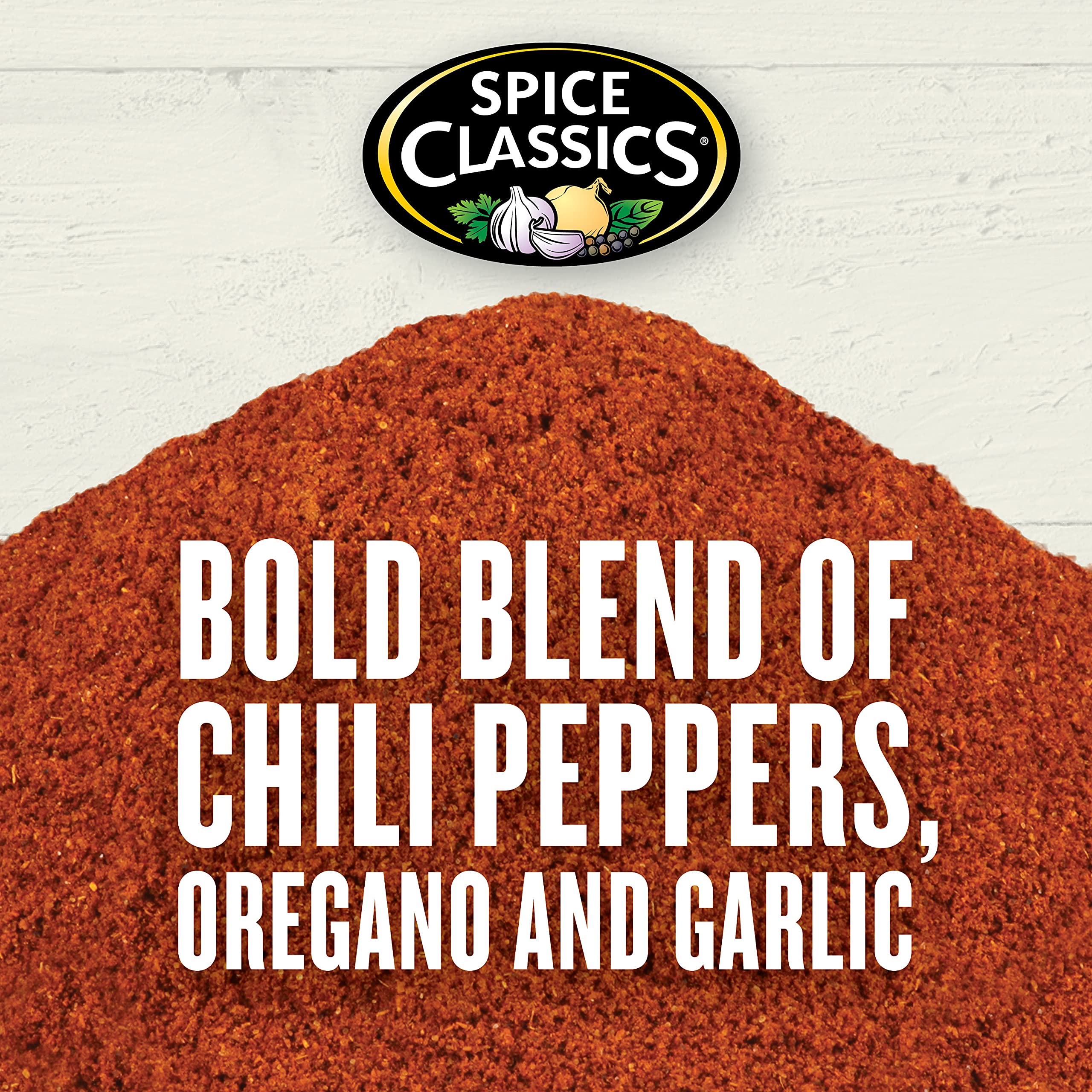 Spice Classics Chili Powder container ready for restaurant or home use.