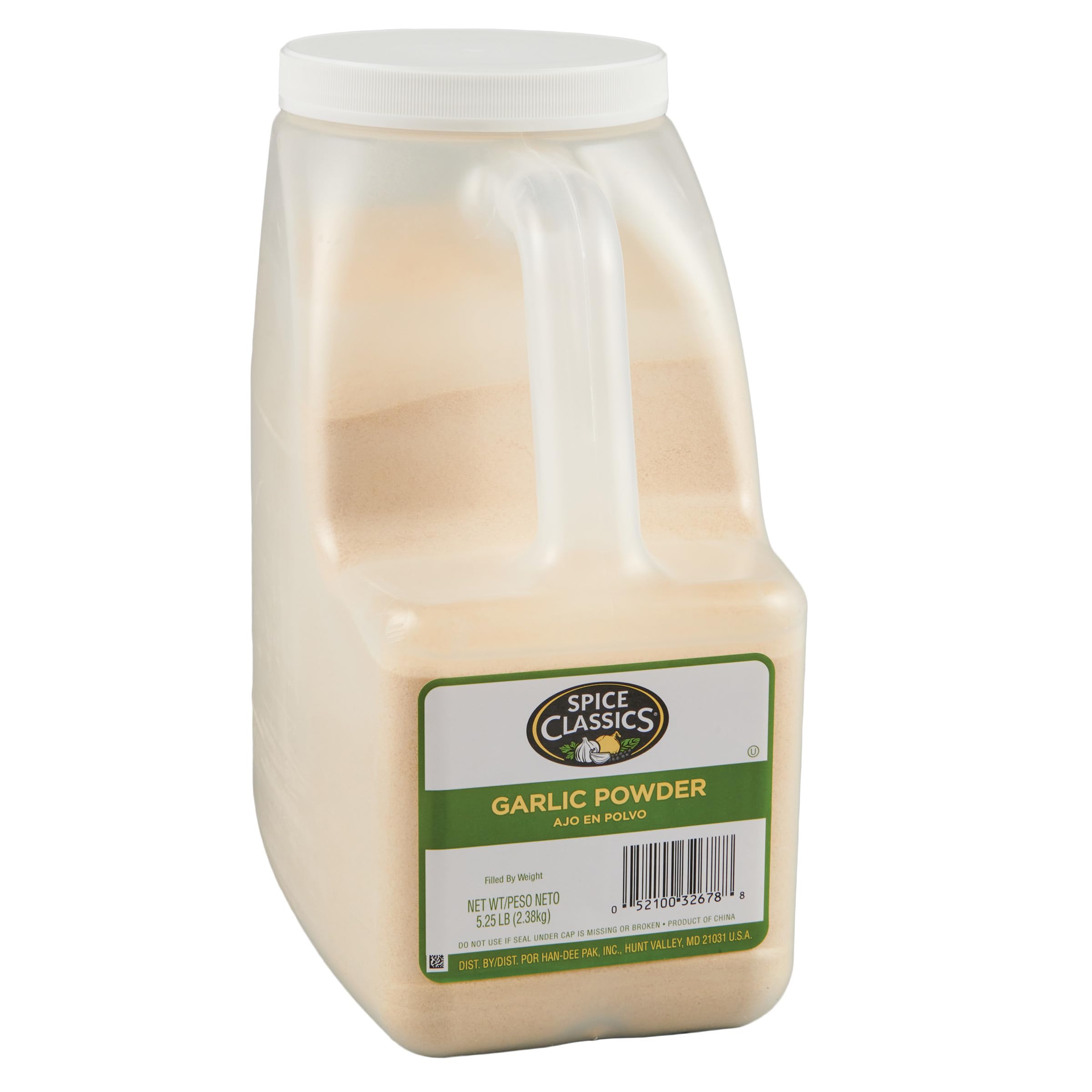 Spice Classics garlic powder bulk container adds robust flavor to sauces.